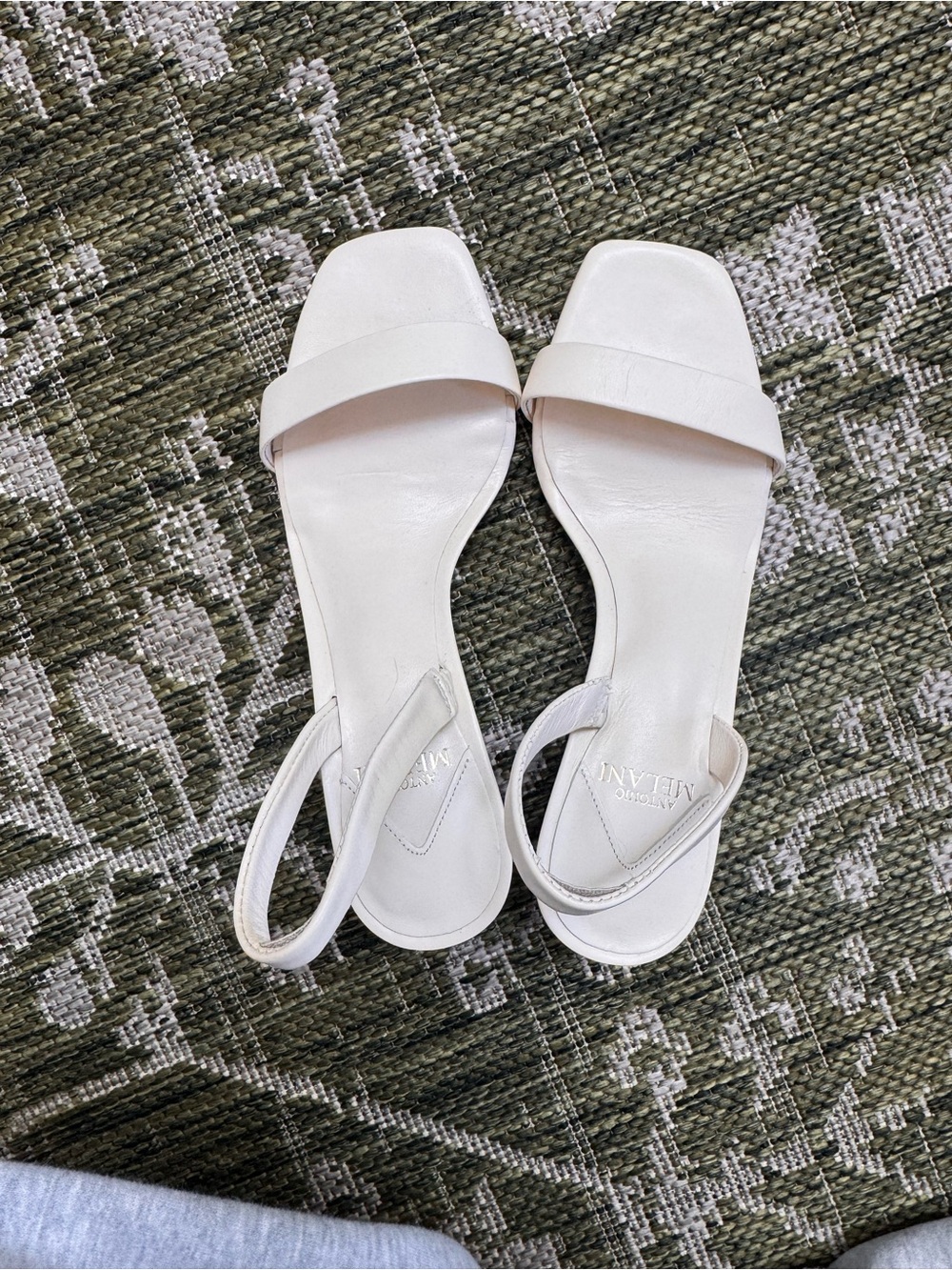 ALDO White Leather Slingback Heeled Sandals